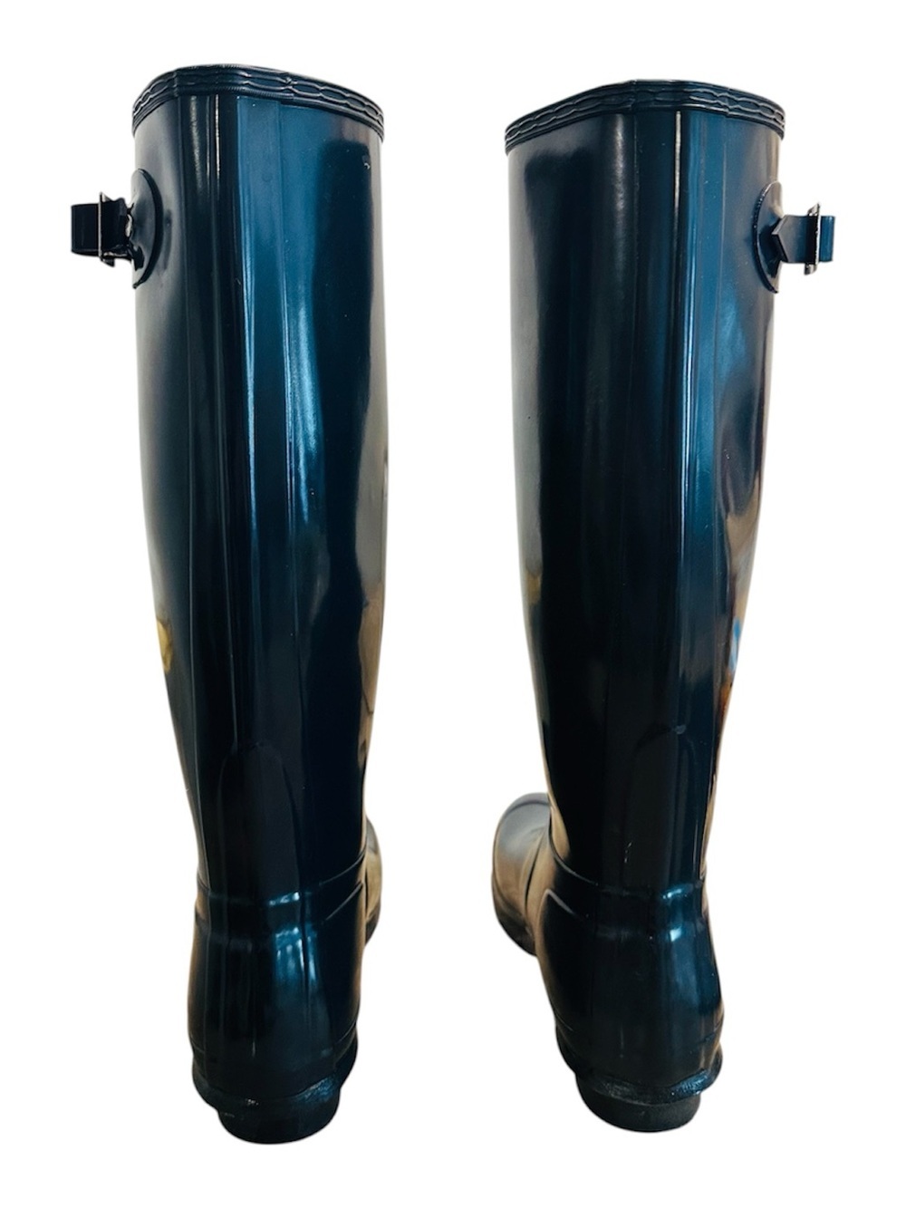 Hunter Original Tall Glossy Navy Rain Boots Womens 8 - Picture 3 of 10